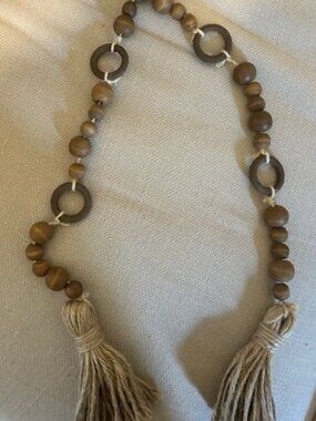 Boho Wood Bead Garland w/ Tassels – Farmhouse Decor